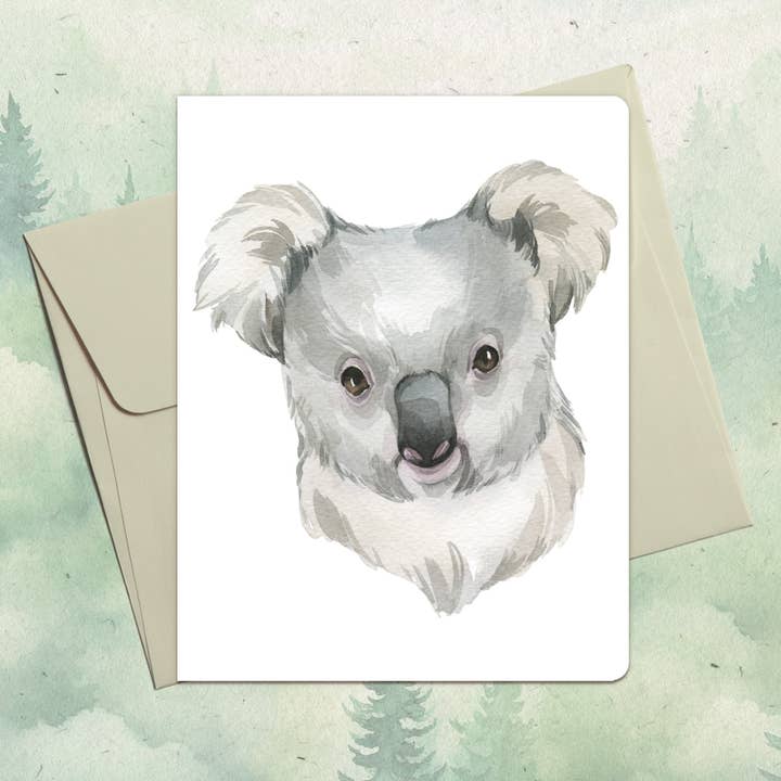 Handgemachte Grußkarte mit Koalakopf für den Großhandel von Soul Familiar