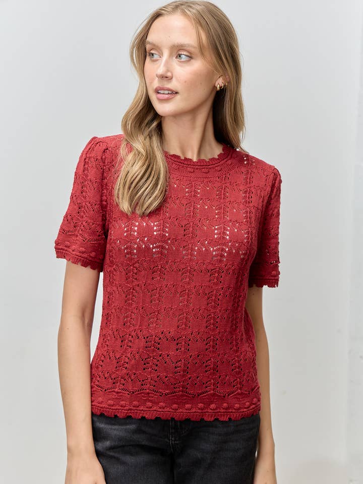 HÆKLET SWEATER T-SHIRT for engroshandel hos Polagram by Wellmade USA