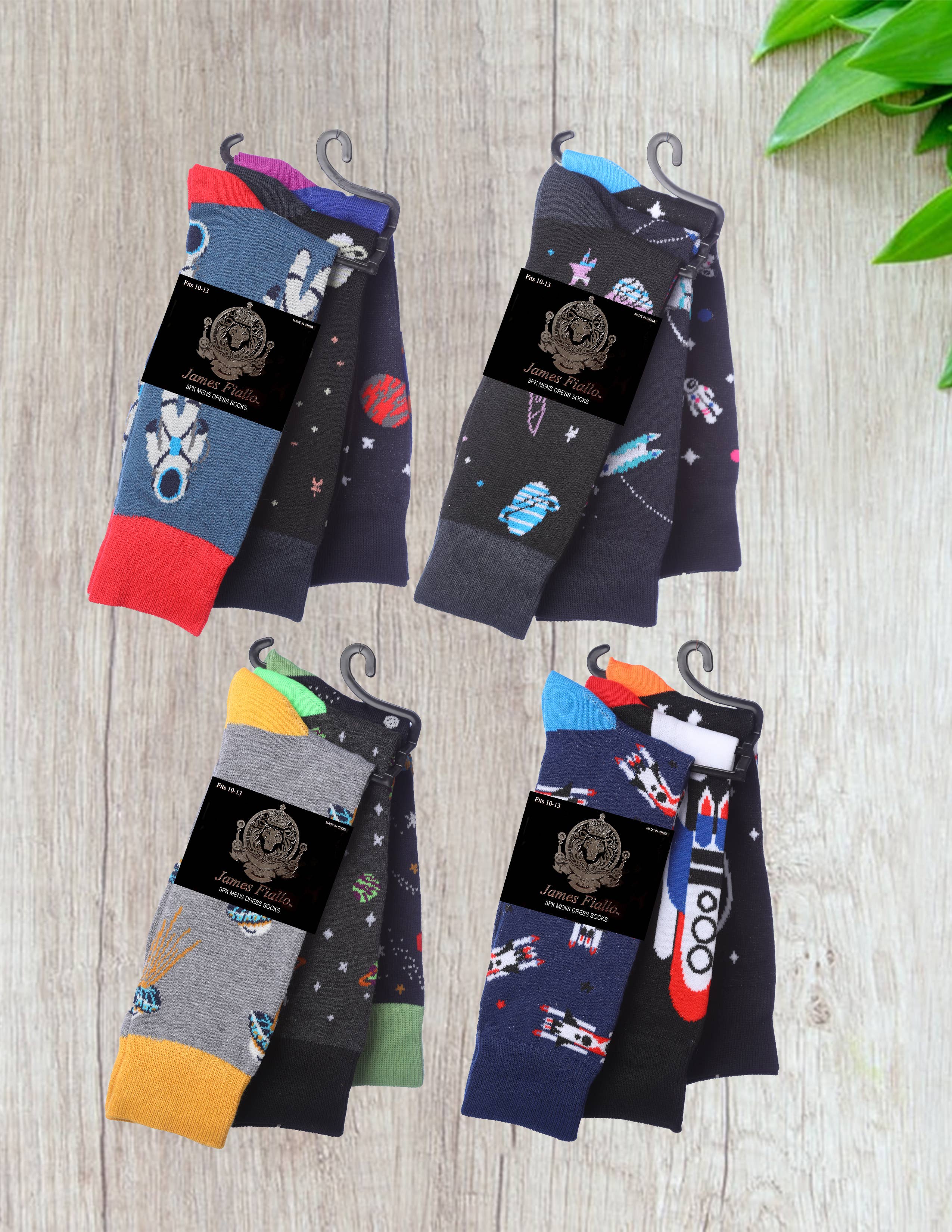 Isadora, Tipi toe, & James Fiallo - Wholesale Socks - Men's - Men's James Fiallo 3 Pack Patterned Athletic Crew Dress Sock4