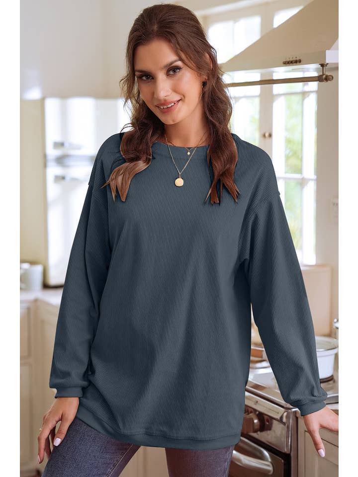 1 the Woman - Vente Sweat-shirt – femme - Sweat-shirt surdimensionné en velours côtelé S-3XL/ 16 couleurs4