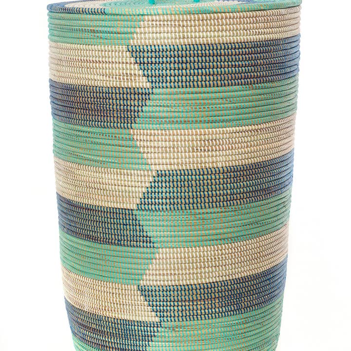 Swahili | AFRICAN MODERN - Wholesale Basket - Set of Three Blue Sahara Hamper Baskets