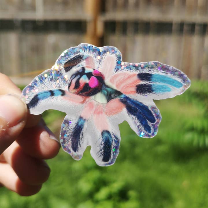 Brazilian Jewel Tarantula Glitter Sticker for wholesale by Maia Sky Art
