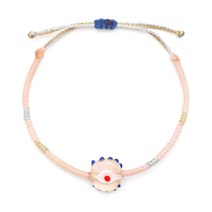 Pink Murano Evil Eye Bracelet for wholesale by OIYA