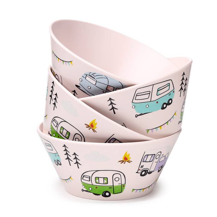 Puckator Ltd - Wholesale Bowl - Wildwood Caravan Set of 4 Recycled RPET Picnic Bowls