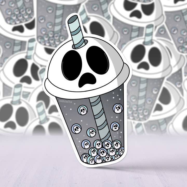Autocollant de thé Spooky Boba, autocollant Spooky Ghost, autocollant gothique pour la vente par DoodleWitch
