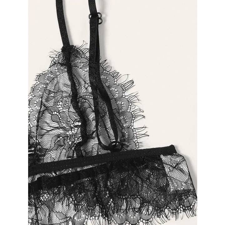 We-vibe - Wholesale Lingerie Set - Women's - Black Bloom Burlap Lace Lingerie Thong set4