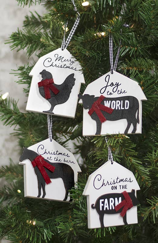 The Hearthside Collection - Vendita all'ingrosso Set di decorazioni  - Decorazioni da fienile con animali da fattoria, 4 pezzi assortiti1