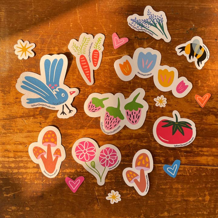 Schattige individuele stickers „Grow & Bloom” (medium) voor wholesale door UpRoot Design Studio