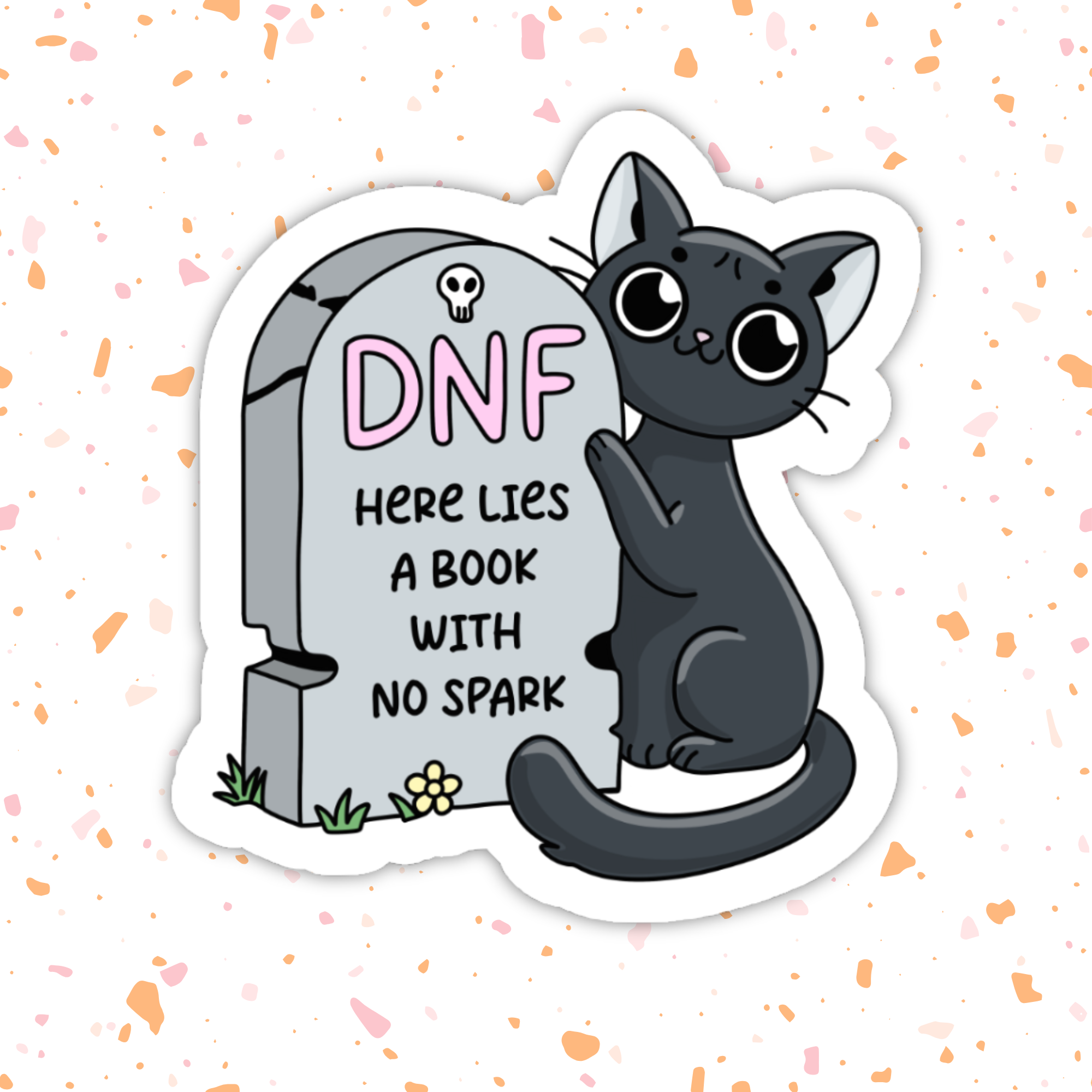 Indie Heart Studio - Wholesale Sticker - DNF Graveyard Cat Sticker – Bookish Halloween, Glossy Vinyl2