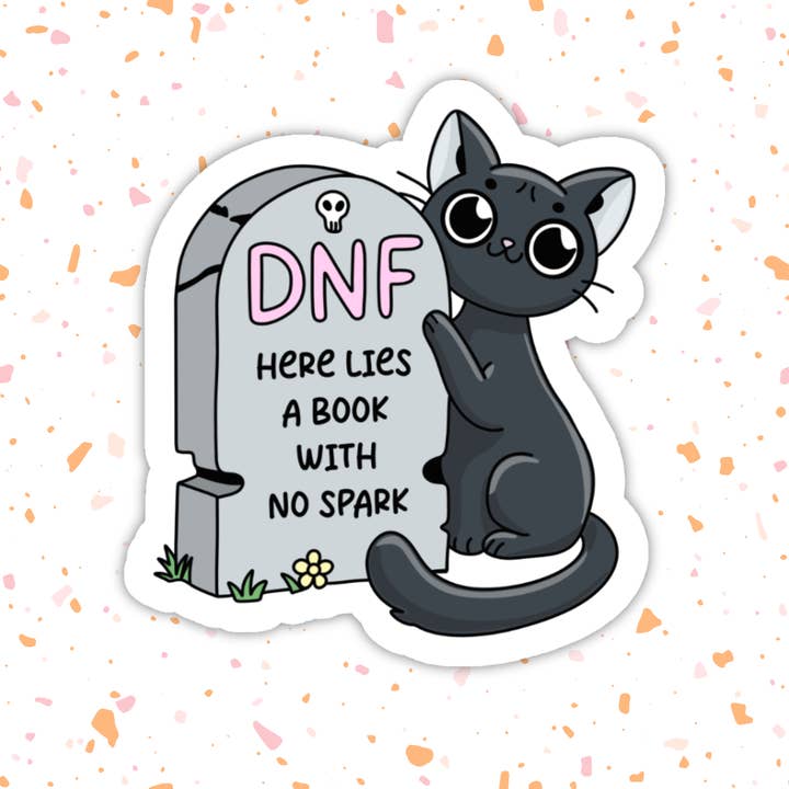 Indie Heart Studio - Wholesale Sticker - DNF Graveyard Cat Sticker – Bookish Halloween, Glossy Vinyl2