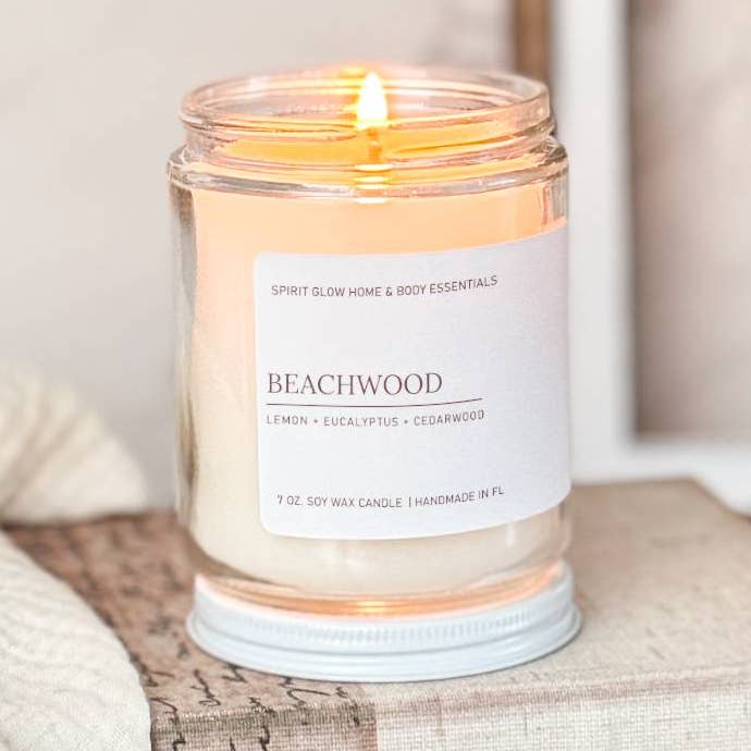 Spirit Glow Home & Body Essentials - Wholesale Jar/Filled Candle - Beachwood - 7oz. Soy Wax Candle 0