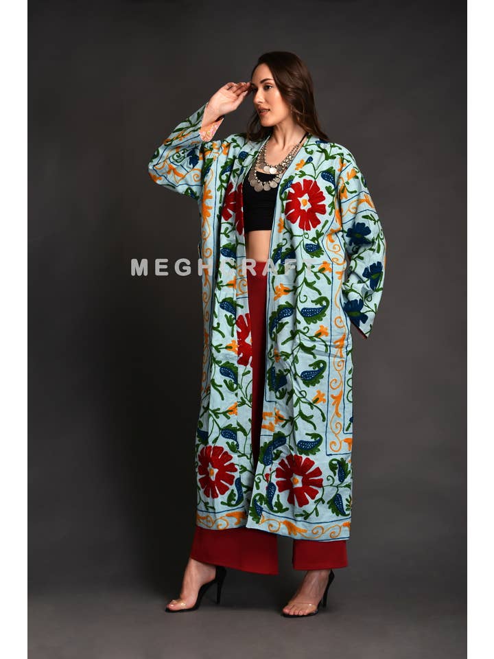 Suzani Kimono Jacke Lang Suzani Broderet Kimono Jakkekåbe Til Din
