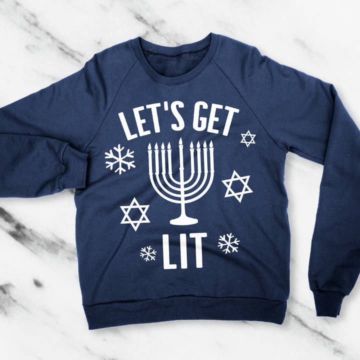 Nobullwoman Apparel - Wholesale Graphic Sweatshirt - Women's - LET'S GET LIT Hanukkah Sweatshirt Unisex - Hanukkah Sweaters