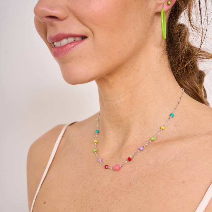 COLLANA PALLINE SMALTATE MULTICOLORE CHIARO per la vendita all'ingrosso da parte di Argent Basic
