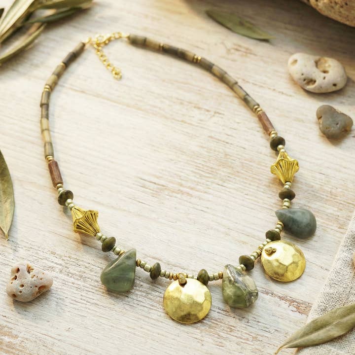 Variscite Stone Beaded halskæde for engroshandel hos Verna Artisan Works