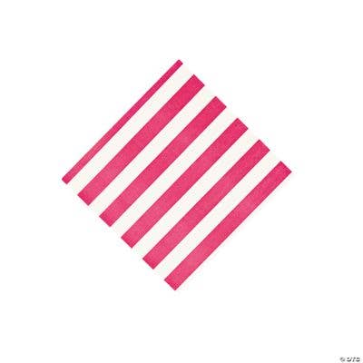Fun Express - Wholesale Disposable Napkin - HOT PINK STRIPE BEVERAGE NAPKINS