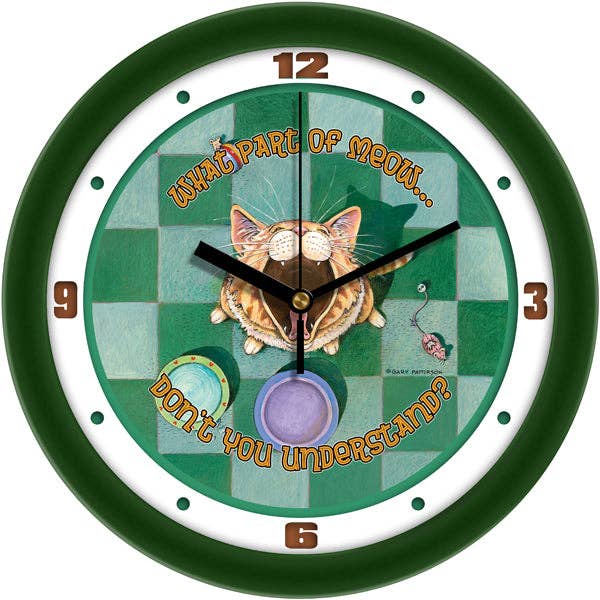What Part of Meow Funny Cat Wall Clock by Gary Patterson for wholesale by Sun Time