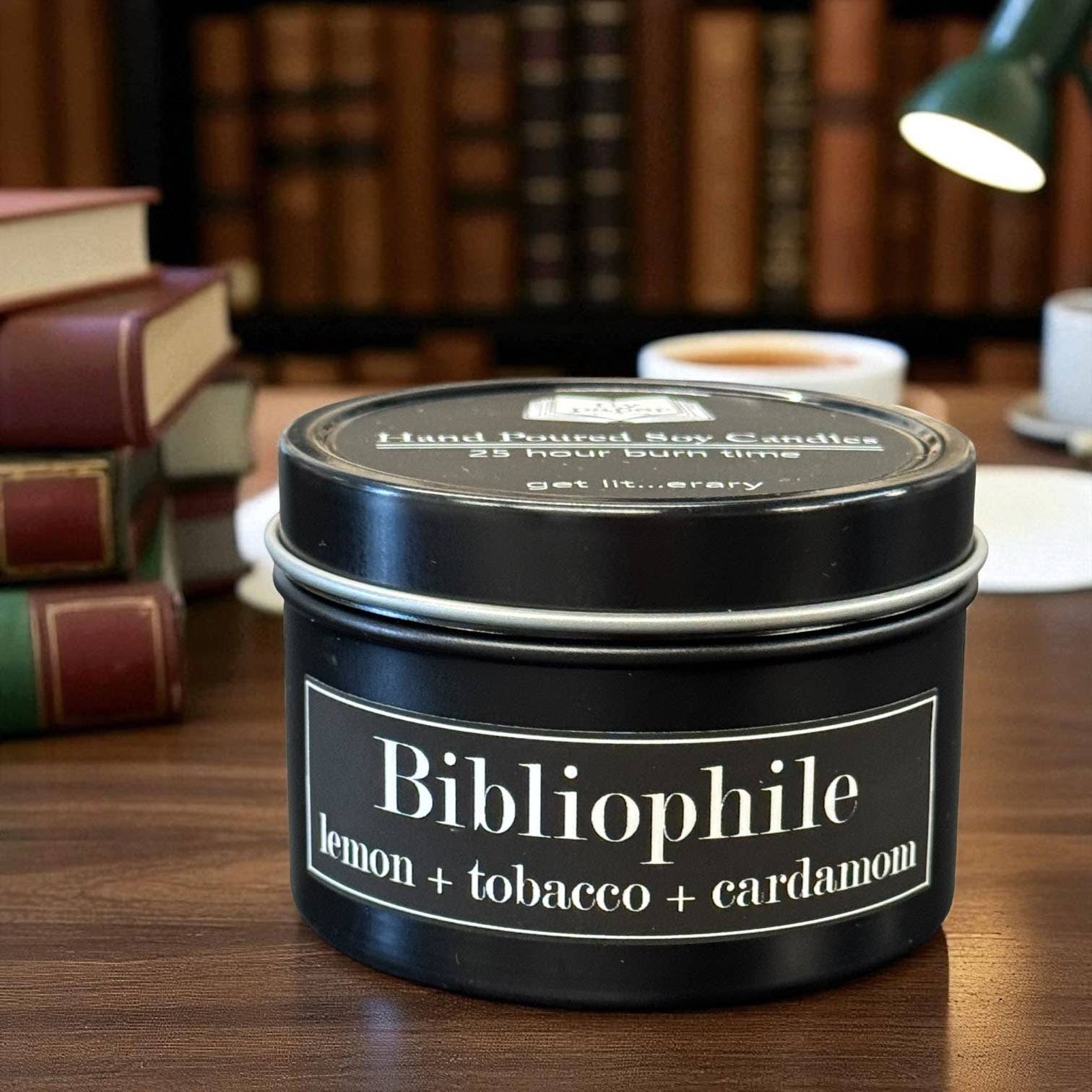 Fly Paper Products - Wholesale Travel Candles - Bibliophile 4oz Candle Lemon + Cardamom + Tobacco1