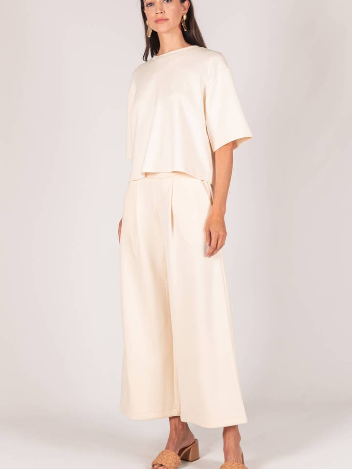 Eggshell P. CILL Butter Modal Wide Leg Culotte Pants for wholesale on Faire