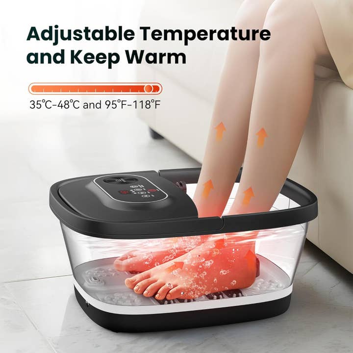 SNAILAX - Venta al por mayor Masajeador corporal - Spa para pies Snailax con calor, masajeador plegable con 8 rodillos y control de temperatura - 54061