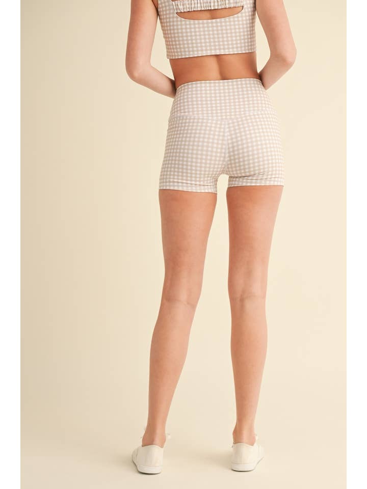 KIMBERLY C - Wholesale Athletic Shorts - Women's - Gingham Print Mid-Rise Mini Shorts19