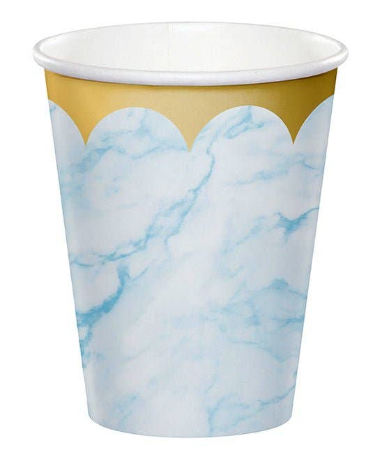 Party Expo, LLC - Wholesale Disposable cup - 9oz "Oh Baby" Marble Plastic Cups - Blue (8ct)