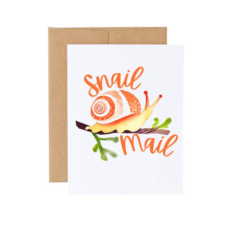Snail Mail Cute Orange Snail Penpal Card for Friend for wholesale by Cryptic Paper Co.