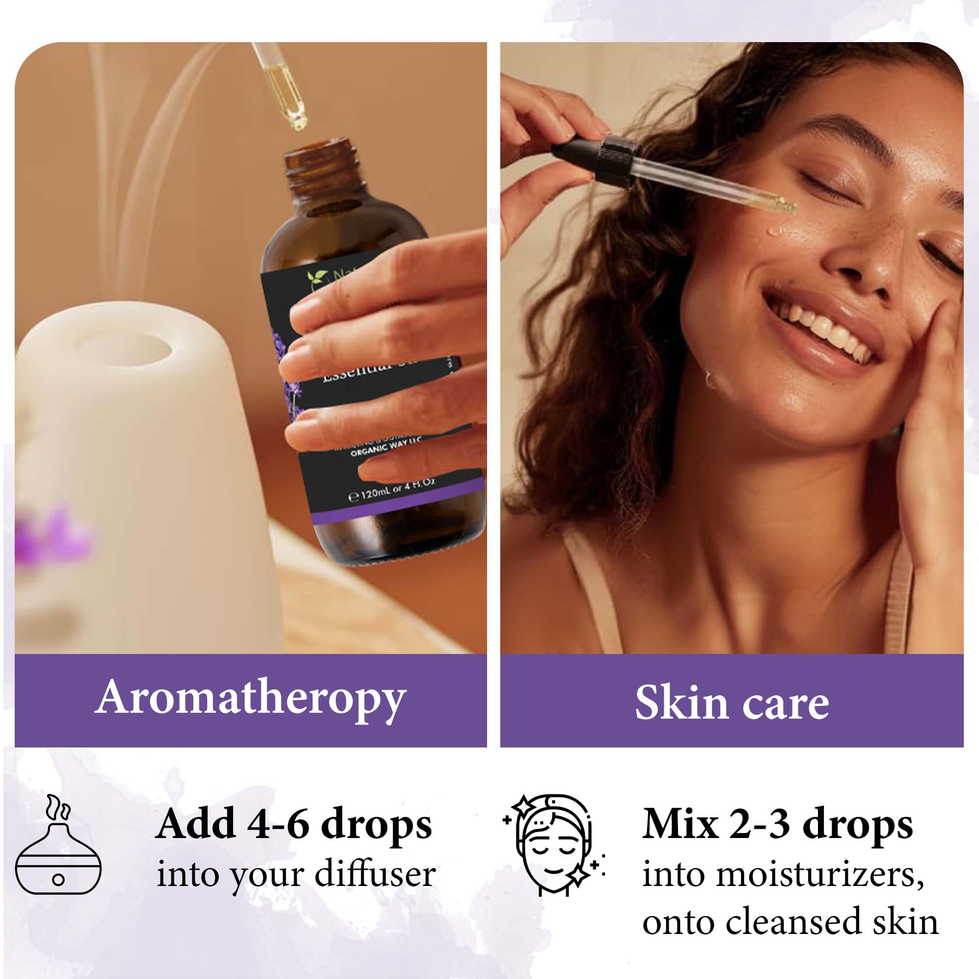 Organic Way LLC – wholesale Eterisk olja – Natural Way Lavendel eterisk olja | Premium eteriska oljor för hårvård, olja för hud, aromaterapi och diffusor | Eterisk olja för borttagning av hudflikar, massageolja och användning i luftfuktare | 4 Fl Oz (120 mL)1