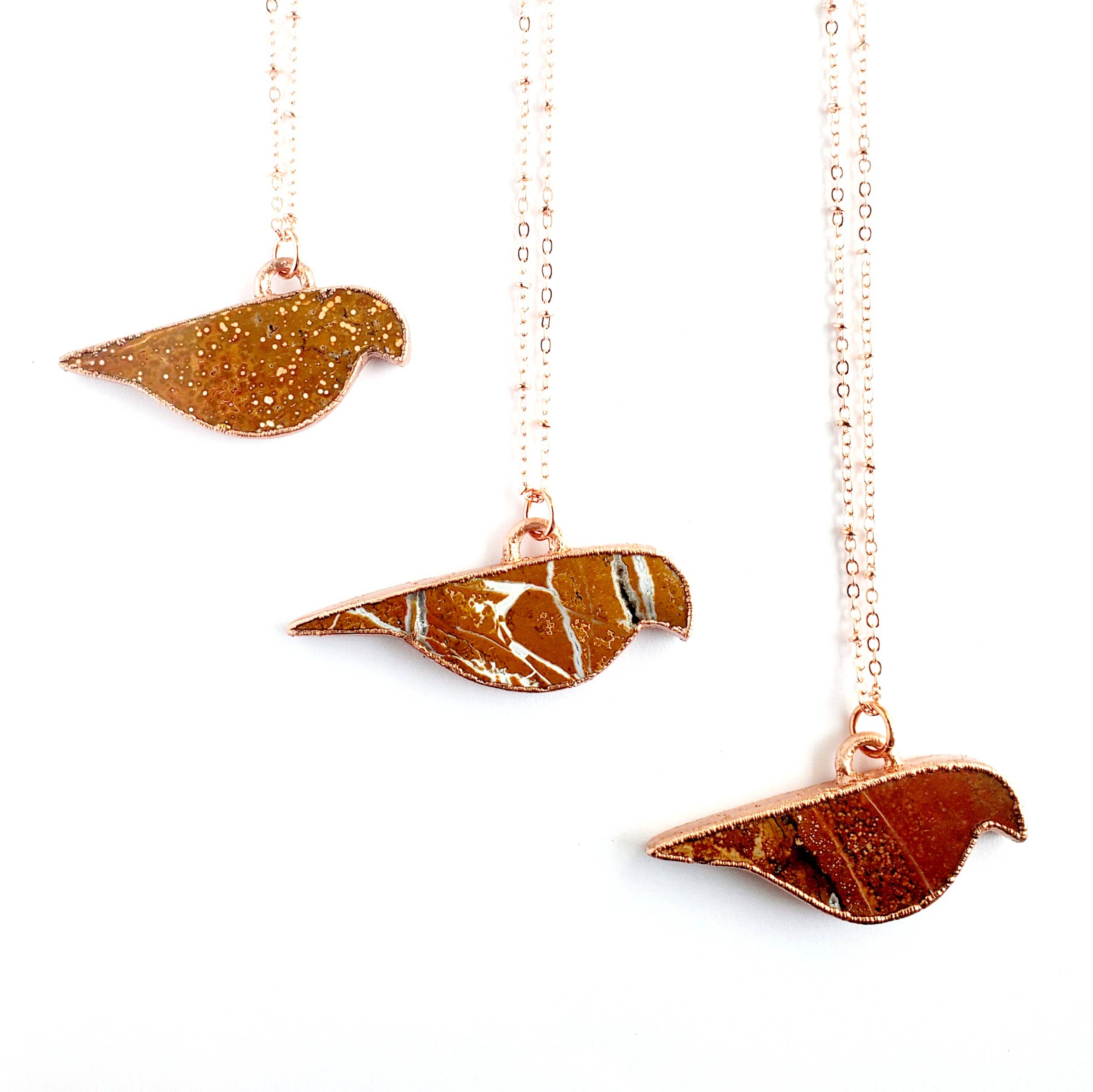 MergingMetals - Wholesale Pendant/Charm Necklace - Ocean Jasper Bird Totem Necklace0