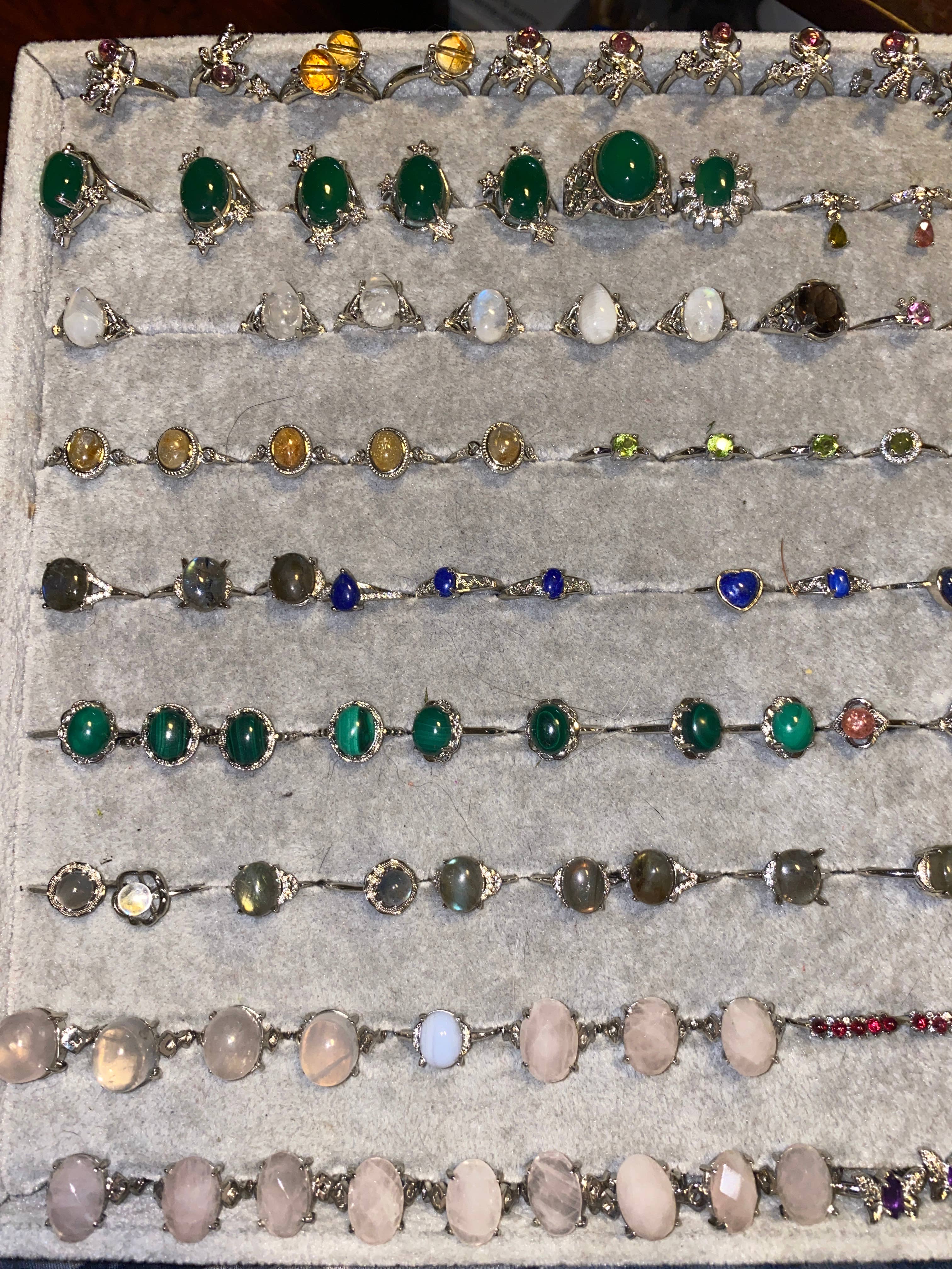 Moon River Designs - Wholesale Jewelry Set - Silver Plated Adjustable Rings Assorted Rings Bulk Lot8