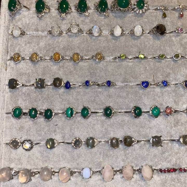 Moon River Designs - Wholesale Jewelry Set - Silver Plated Adjustable Rings Assorted Rings Bulk Lot8