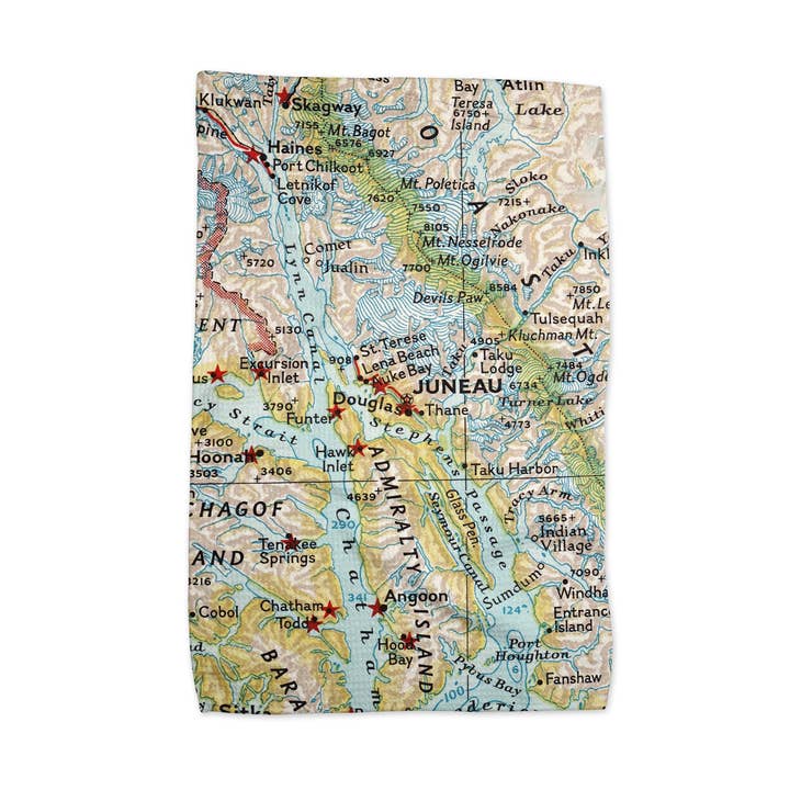 Juneau Alaska Map Waffle Weave Kitchen Towel Tea Towel for wholesale by Daisy Mae Designs