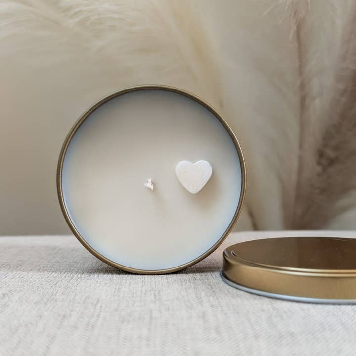 SummerCay Candle - Wholesale Travel Candles - Cashmere Plum | 5.5 oz Gold Tin Soy Candle | NO LABEL1