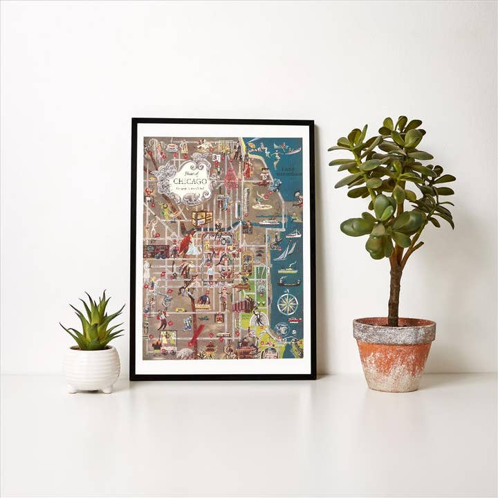 Found Image Press - Vente Affiche d'art - Impression d'art CH-545 Carte colorée de Chicago
