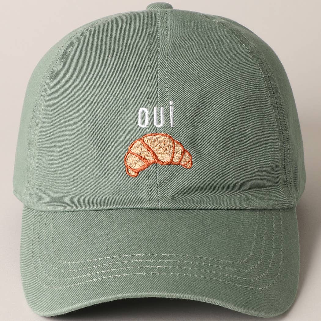 Fashion City - Wholesale Baseball Cap - Women's - OUI Croissant Embroidered Baseball Cap7