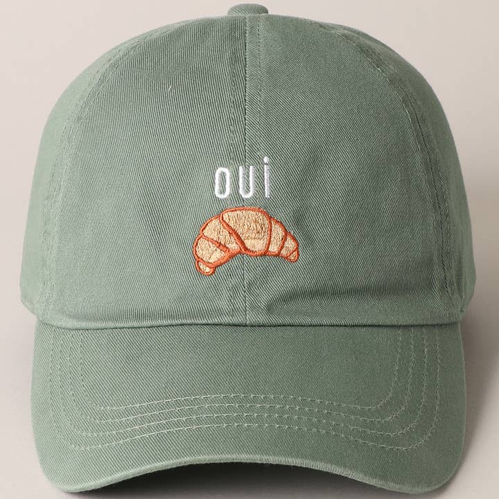 Fashion City - Wholesale Baseball Cap - Women's - OUI Croissant Embroidered Baseball Cap7