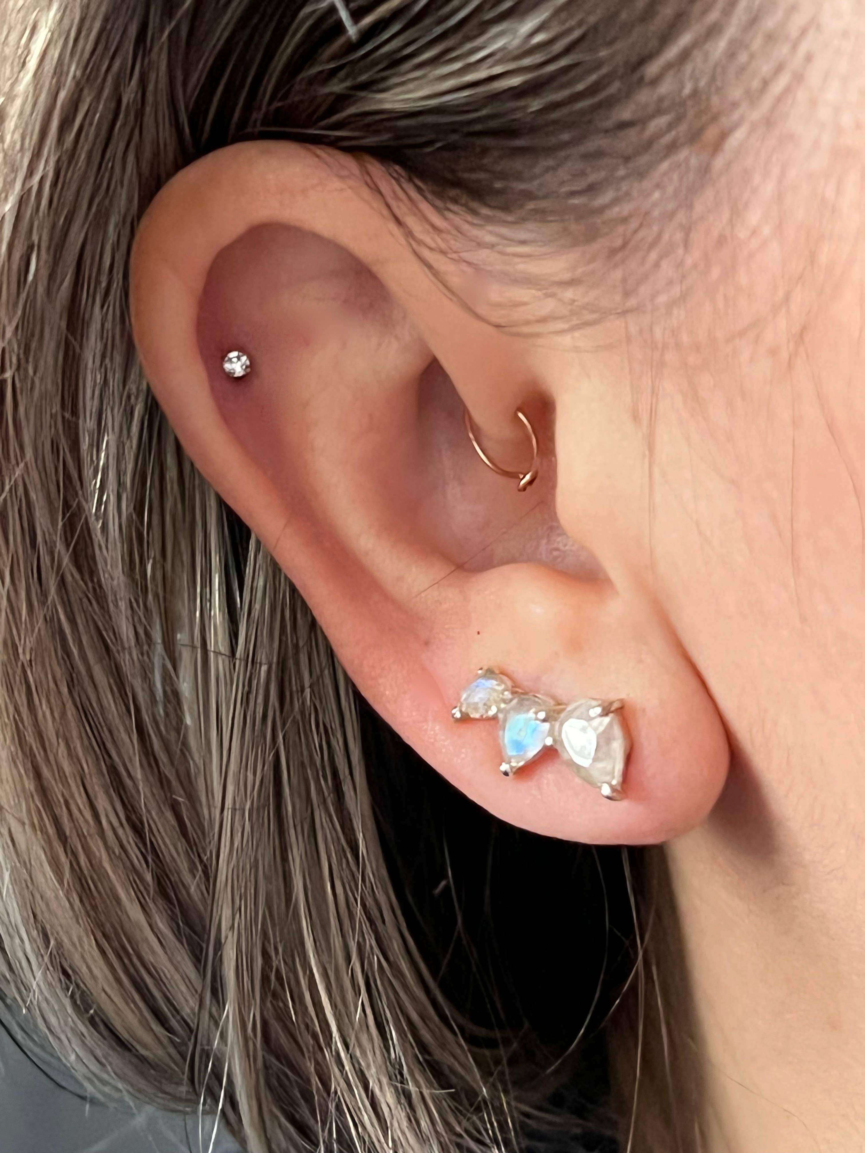 Baizaar - Wholesale Ear Jackets/Climbers - Stacked Tear Drop Ear Climber with Faceted Moonstone1