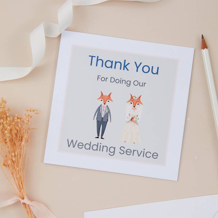 Wedding Service Thank You Card for wholesale by Susiedoesstationery