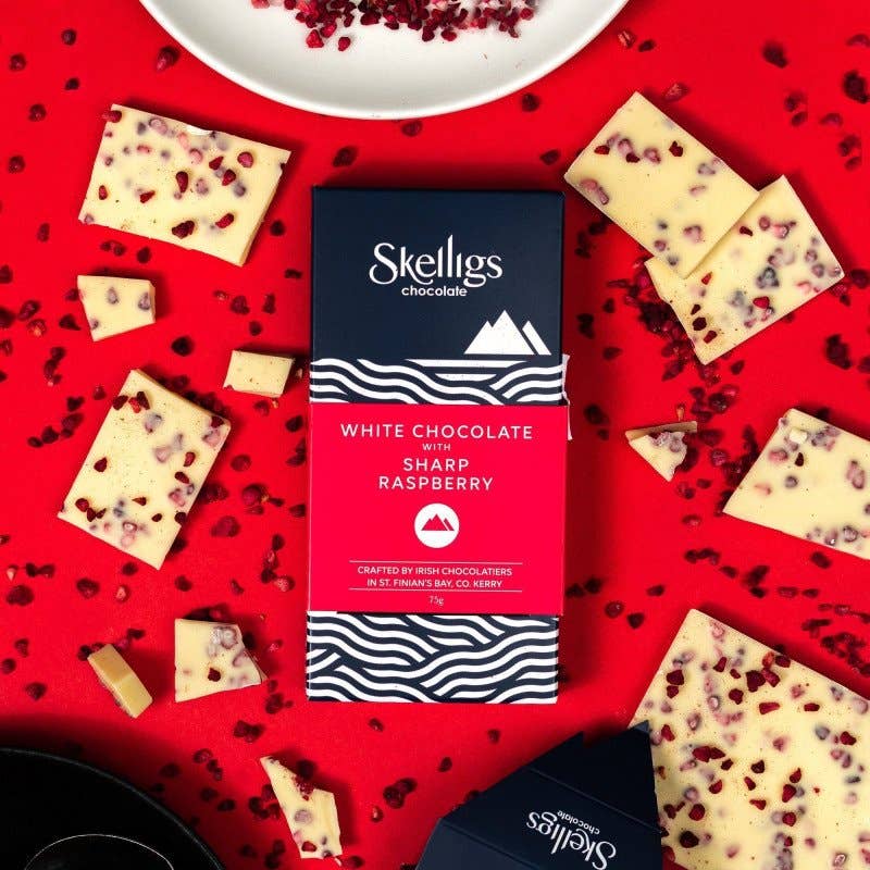 Skelligs Chocolate - Wholesale Chocolate Bar - Sharp Raspberry and White Chocolate Bar1