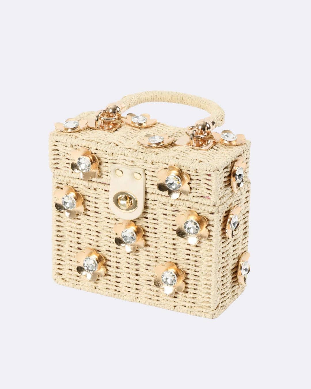 By Jenna Lee - Wholesale Top Handle Bag - Women's - Wicker Bucket Daisy Flower Purse21