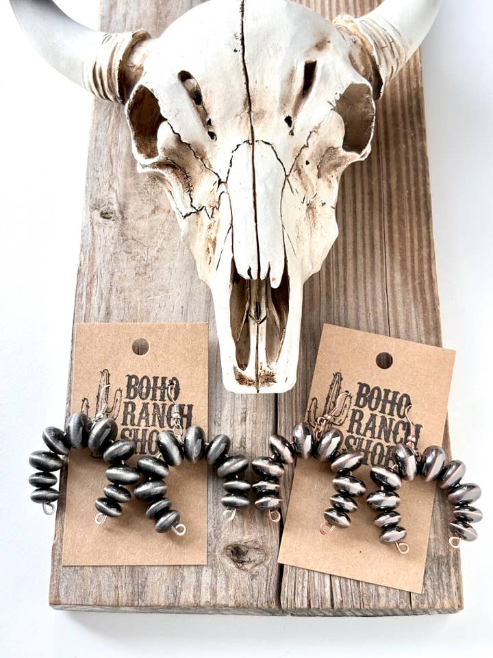 Western Style Flat Navajo Pearl Drop Dangle Earrings for wholesale by Boho Ranch Shop