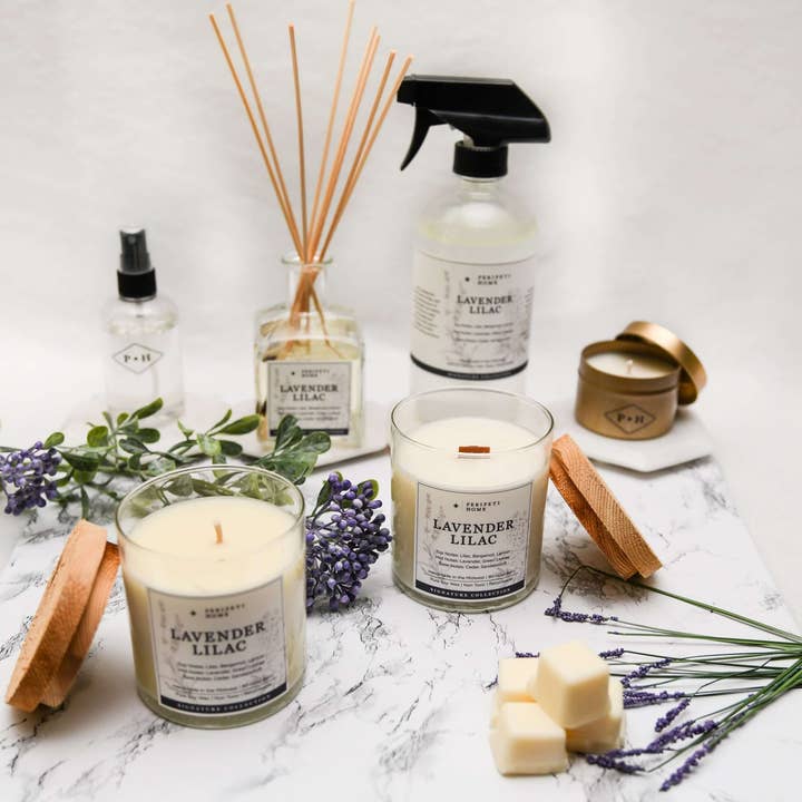 Lavender Lilac Soy Candle, Non-Toxic, Spring Scent for wholesale by Peripeti Home
