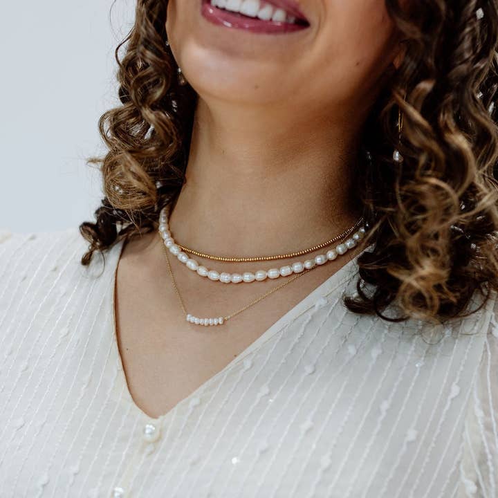 Mauve Jewelry Co. - Wholesale Beaded/Pearl Necklace - Staci Gold Filled Bead Necklace