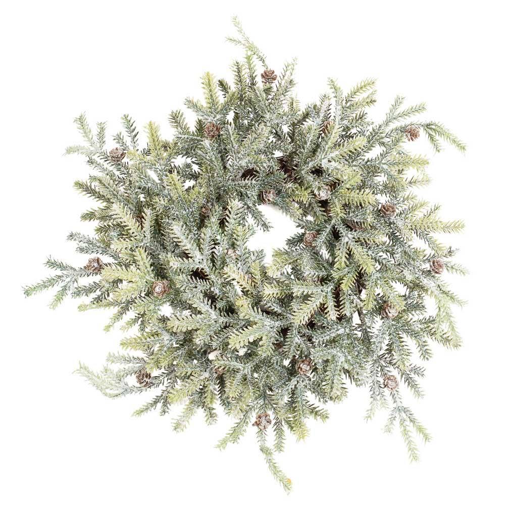 Factory Direct Craft - Wholesale Candle Holder - 12" Frosted Artificial Pine Candle Ring5