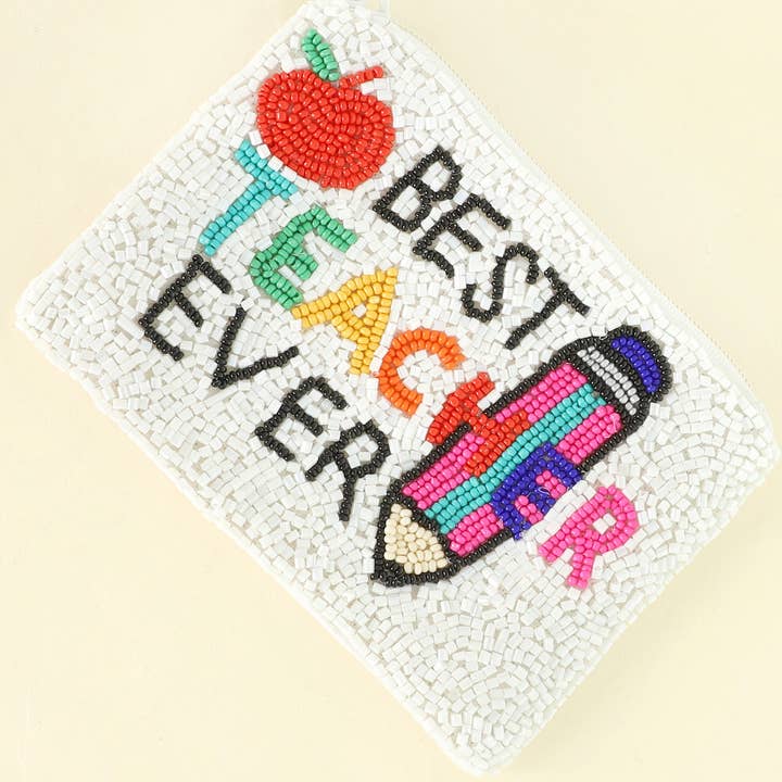 Best Teacher Ever Beaded Coin Purse Best Teacher Ever Beaded Coin Purse