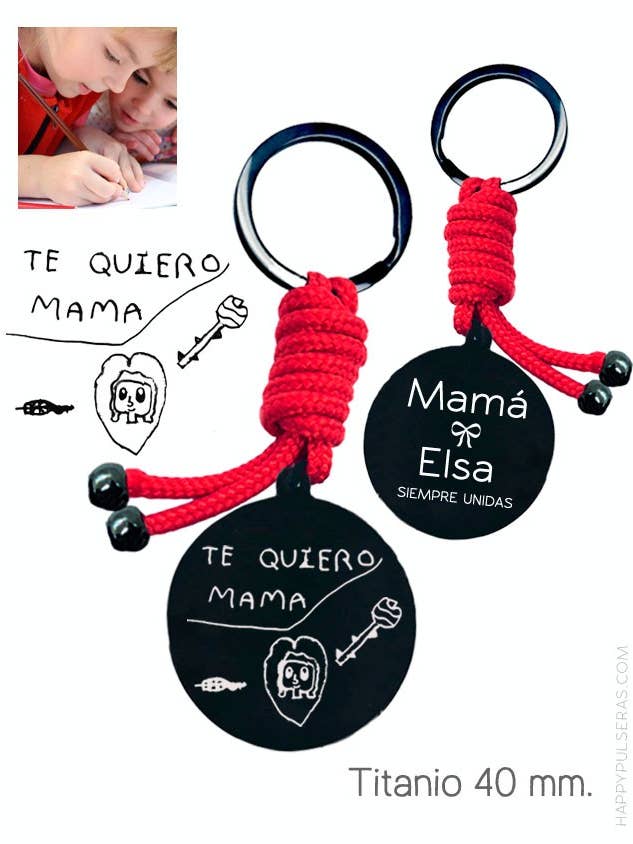 Keyring for mom titanium color 40 mm with pattern. for wholesale by Happypulseras