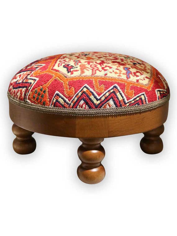 Sumak Kilim Footstool for wholesale by Artemis Design Co.