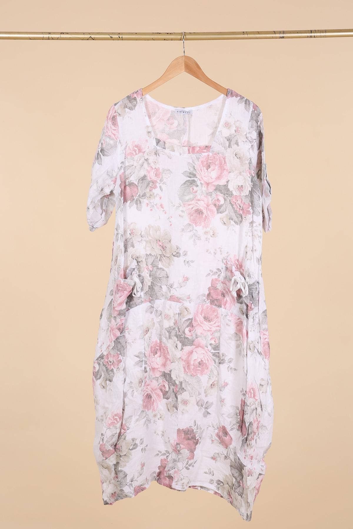 la maison des fibres naturelles – Großhandel Kleid – Damen – Leinenkleid mit floralem Muster, 100 % Leinen, Modell 6796729