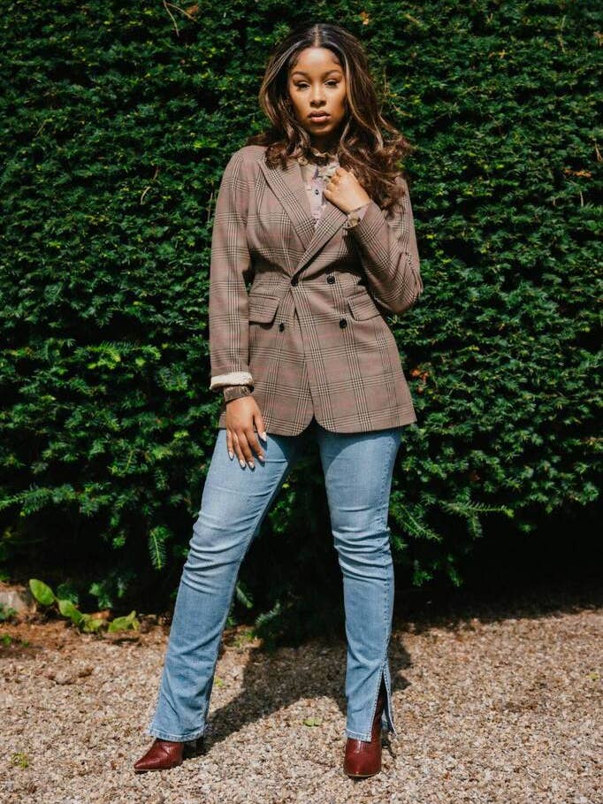 Blazer Melville Check por atacado de House of Zana