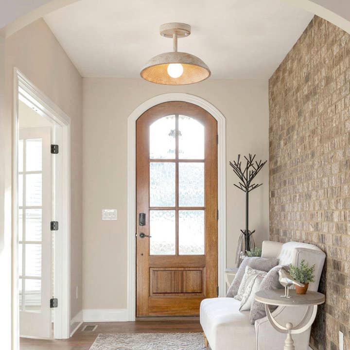 Brio Lighting - Wholesale Chandelier/Hanging Light - Lusteria 1-Light Iron Farmhouse Semi Flush Mount Ceiling Light